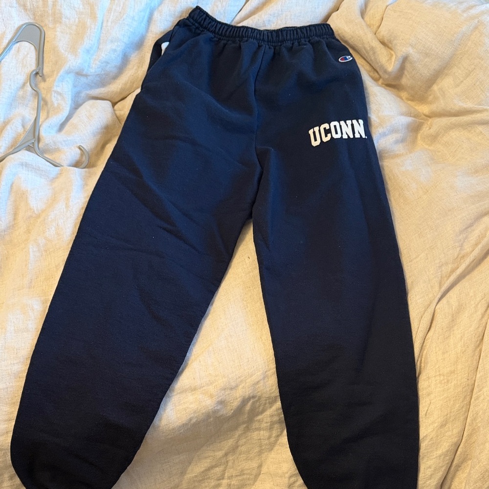 Champion Unisex Small Navy Joggers with UCONN Emblem